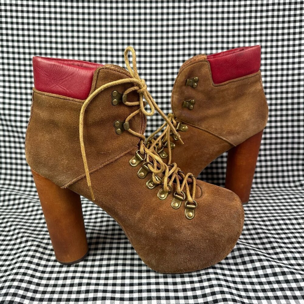Jeffrey Campbell Everest Lita Platform Ultra High Boot Heel Gorpcore Size 9.5